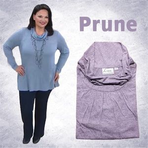 Linea by Louis Dell'Olio Cowl Neck Long Sleeve Knit Top, A268132 NWT 2X Prune